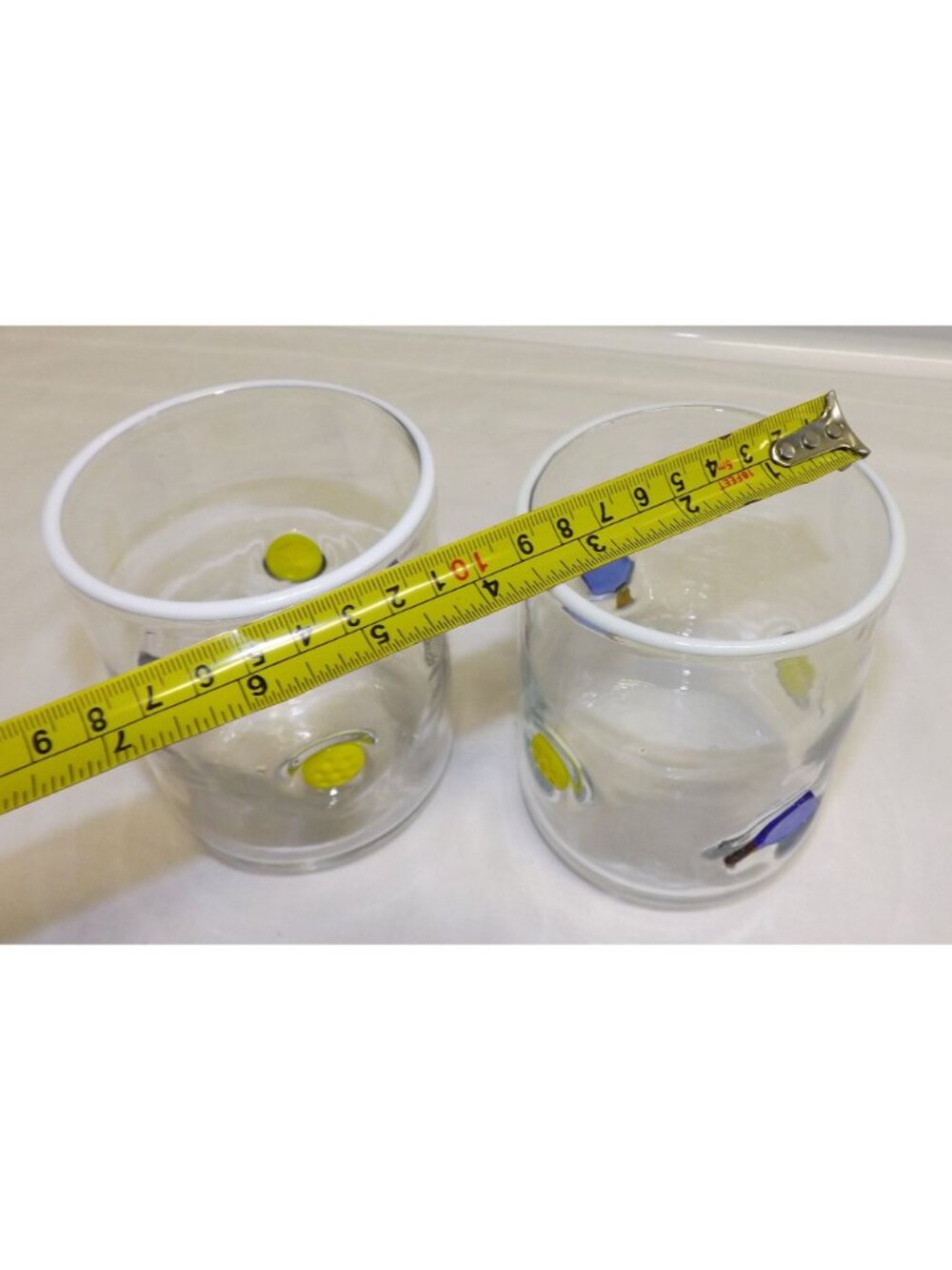 Anthropologie Pickleball Icon Juice 2 Glasses Handmade Glass Raised Paddle Ball - Picture 4 of 9
